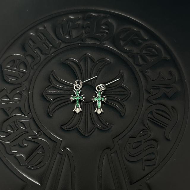 CH Full Paved White Crystal Cross Dangle Stud Earrings Pair