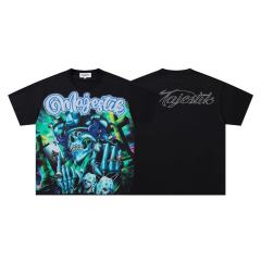Graveyard Clown Skull Rhinestone Print Washed Tee 29060779