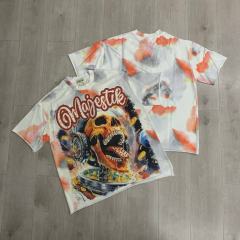 Tie-dye Space Skull Rhinestone Print Washed Tee 29064550