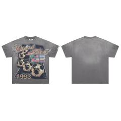 Football Distressed Rhinestone Print Washed Tee 28930932