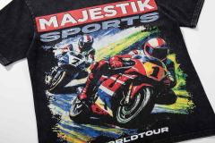 Retro Motorcycle Event Rhinestone Print Washed Tee 2 colors 29060730