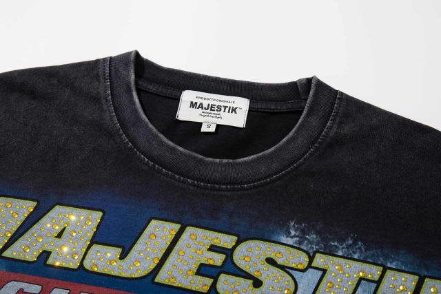Motorcycle Racing Hero Slogan Rhinestone Print Washed Tee 29065106