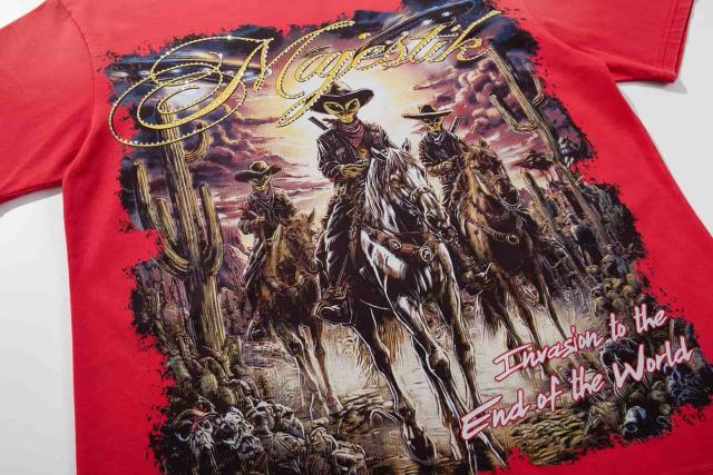 Alien Cowboy UFO Rhinestone Print Washed Tee 29060771