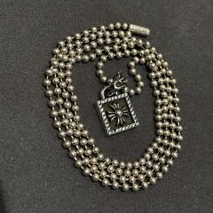 CH Full Stone Border Cross Floral Square Tag Necklace