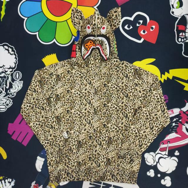 Bape Full Leopard ABC Camo Shark Full Zip Hoodie Jacket