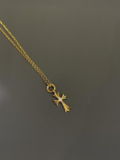 CH 22K Gold Single Diamond Cross Twist Chain Necklace