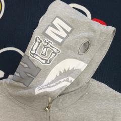 Bape Grey Skeleton Ribcage Full Zip Shark Hoodie Jacket