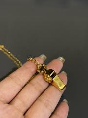 CH 22K Gold Floral Cross Whistle Pendant Necklace