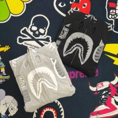 Bape Grey Skeleton Ribcage Full Zip Shark Hoodie Jacket