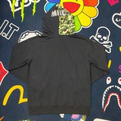 Bape Baby Milo Camo Shark Full Zip Double Hood Hoodie Jacket Black
