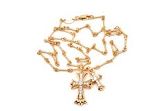 CH 22K Gold Twin Diamond Cross Paperclip Chain Necklace