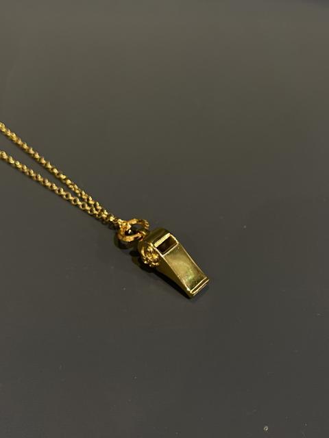 CH 22K Gold Floral Cross Whistle Pendant Necklace