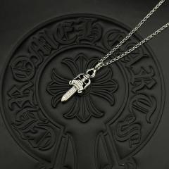 CH Vintage Solid Dagger Sword Thin Cable Necklace