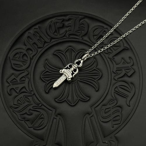 CH Vintage Solid Dagger Sword Thin Cable Necklace
