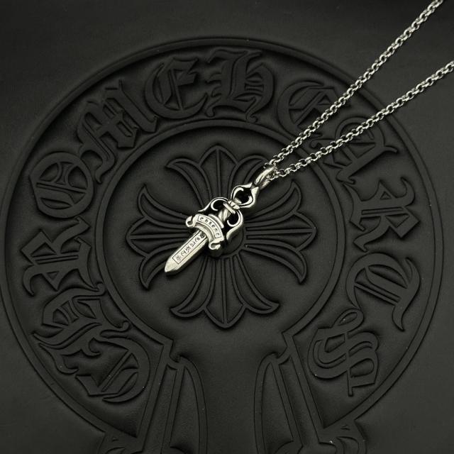 CH Vintage Solid Dagger Sword Thin Cable Necklace