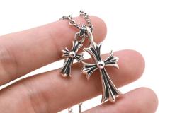 CH Blue Sapphire Twin Large & Mini Cross Necklace