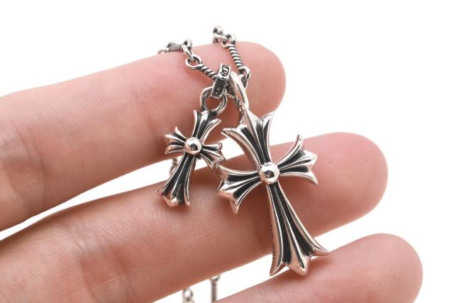 CH Blue Sapphire Twin Large & Mini Cross Necklace