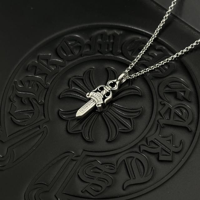 CH Vintage Solid Dagger Sword Thin Cable Necklace