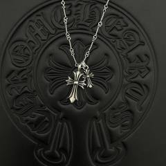 CH Vintage Plain Twin Cross Minimal Cable Necklace