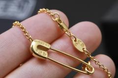 CH 18K Gold Plated Floral Cross Safety Pin Necklace