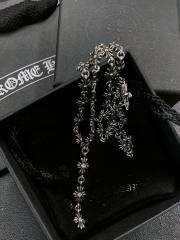 CH Full Crystal Cross Floral Station Chain Set Necklace
