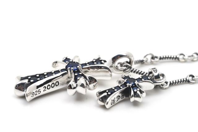 CH Blue Sapphire Twin Large & Mini Cross Necklace
