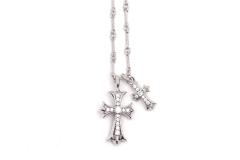 CH 18K Gold Plated White Diamond Twin Cross Twist Chain Necklace 55cm