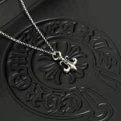 CH Vintage Solid Fleur-de-lis Lily Minimal Cable Necklace