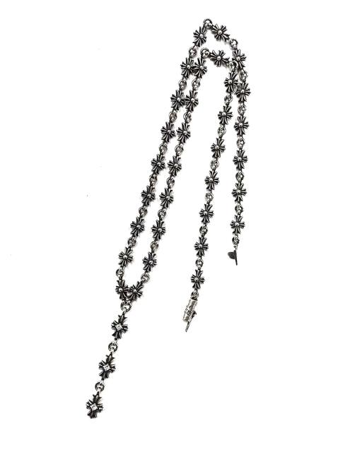 CH Full Crystal Cross Floral Station Chain Set Necklace
