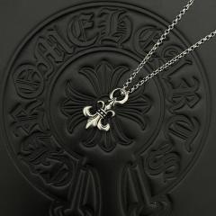 CH Vintage Solid Fleur-de-lis Lily Minimal Cable Necklace