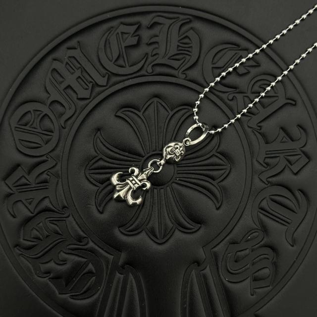 CH Vintage Fleur-de-lis Ball Charm Mini Ball Chain Necklace