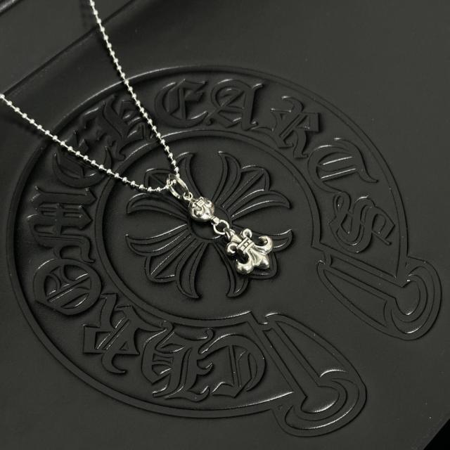 CH Vintage Fleur-de-lis Ball Charm Mini Ball Chain Necklace