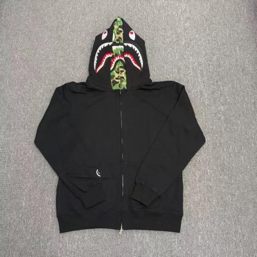 Bape Black Green Camo Lined Shark Full Zip Hoodie