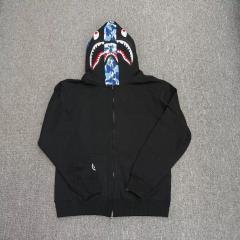 Bape Black Blue Camo Lined Shark Full Zip Hoodie