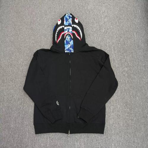 Bape Black Blue Camo Lined Shark Full Zip Hoodie