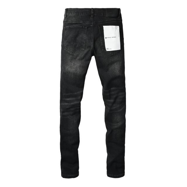 1:1 PURPLE BRΑND Black Wash Star Stud Distressed Slim Jeans