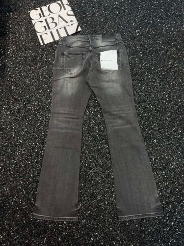 Black Grey Wash Rip Repair Stitch Flare Bootcut Jeans