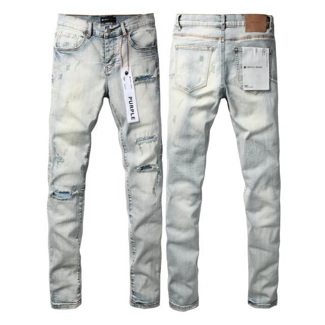 1:1 PURPLE BRΑND Ultra Light Bleach Destroyed Slim Jeans