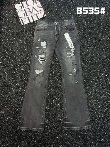 Black Grey Wash Rip Repair Stitch Flare Bootcut Jeans
