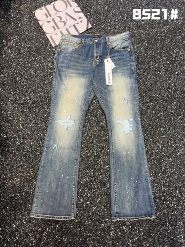 Medium Blue Wash Rip Splatter Flare Bootcut Jeans