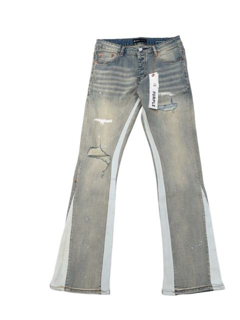 Sand Wash Side Panel Rip Splatter Flare Jeans