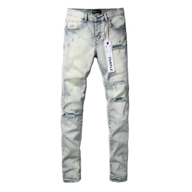 1:1 PURPLE BRΑND Ultra Light Bleach Destroyed Slim Jeans