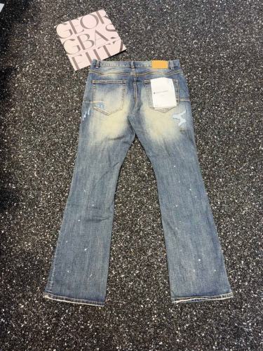 Medium Blue Wash Rip Splatter Flare Bootcut Jeans