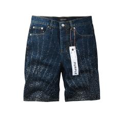 1:1 Quality PURPLE BRΑND Raw Indigo Gradient Rhinestone Knee Length Denim Jort Shorts