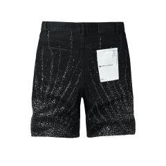 1:1 Quality PURPLE BRΑND Raw Indigo Gradient Rhinestone Knee Length Denim Jort Shorts