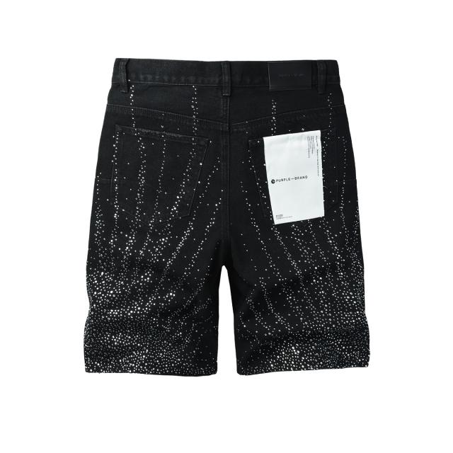 1:1 Quality PURPLE BRΑND Raw Indigo Gradient Rhinestone Knee Length Denim Jort Shorts