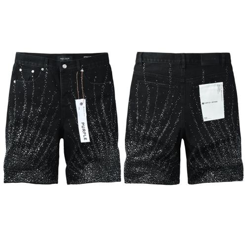 1:1 Quality PURPLE BRΑND Raw Indigo Gradient Rhinestone Knee Length Denim Jort Shorts