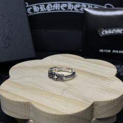 CH Silver Pink Stone Cross Flower Open Ring