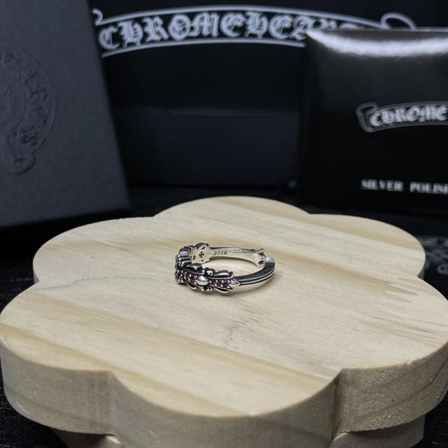 CH Silver Pink Stone Cross Flower Open Ring