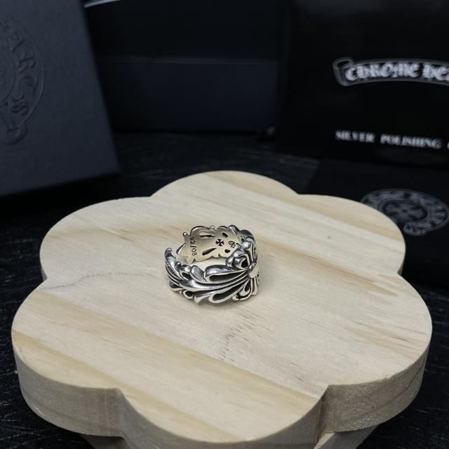 CH Silver Single Cross Scroll Open Adjustable Ring